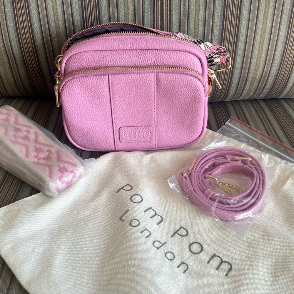 Pom Pom London Peony Pink Crossbody Bag with Detachable Straps
